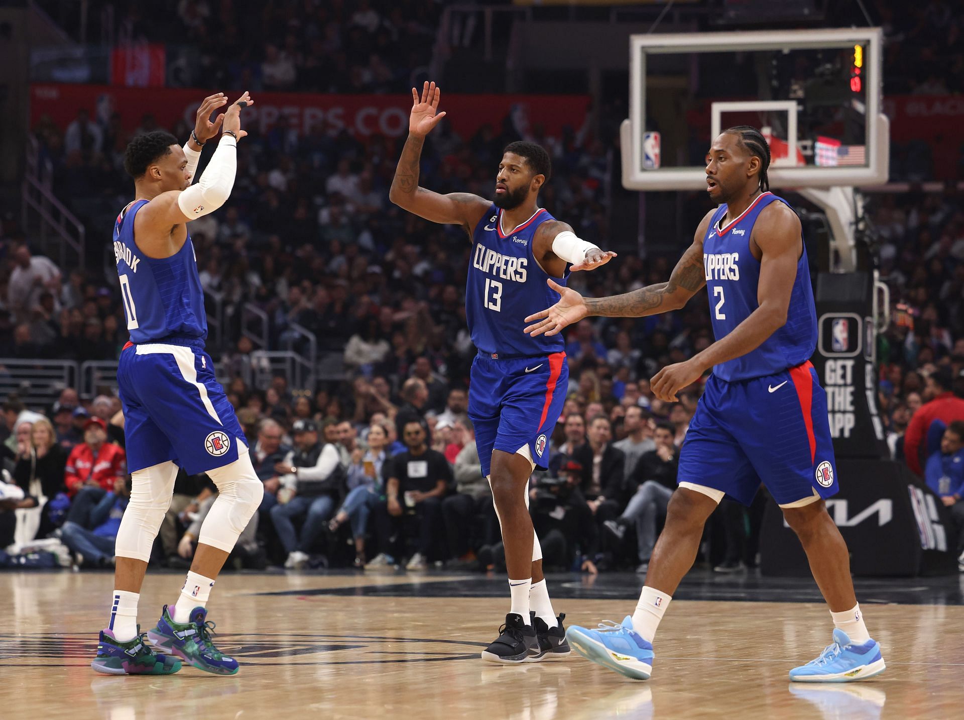 Russell Westbrook, Paul George and Kawhi Leonard of the LA Clippers