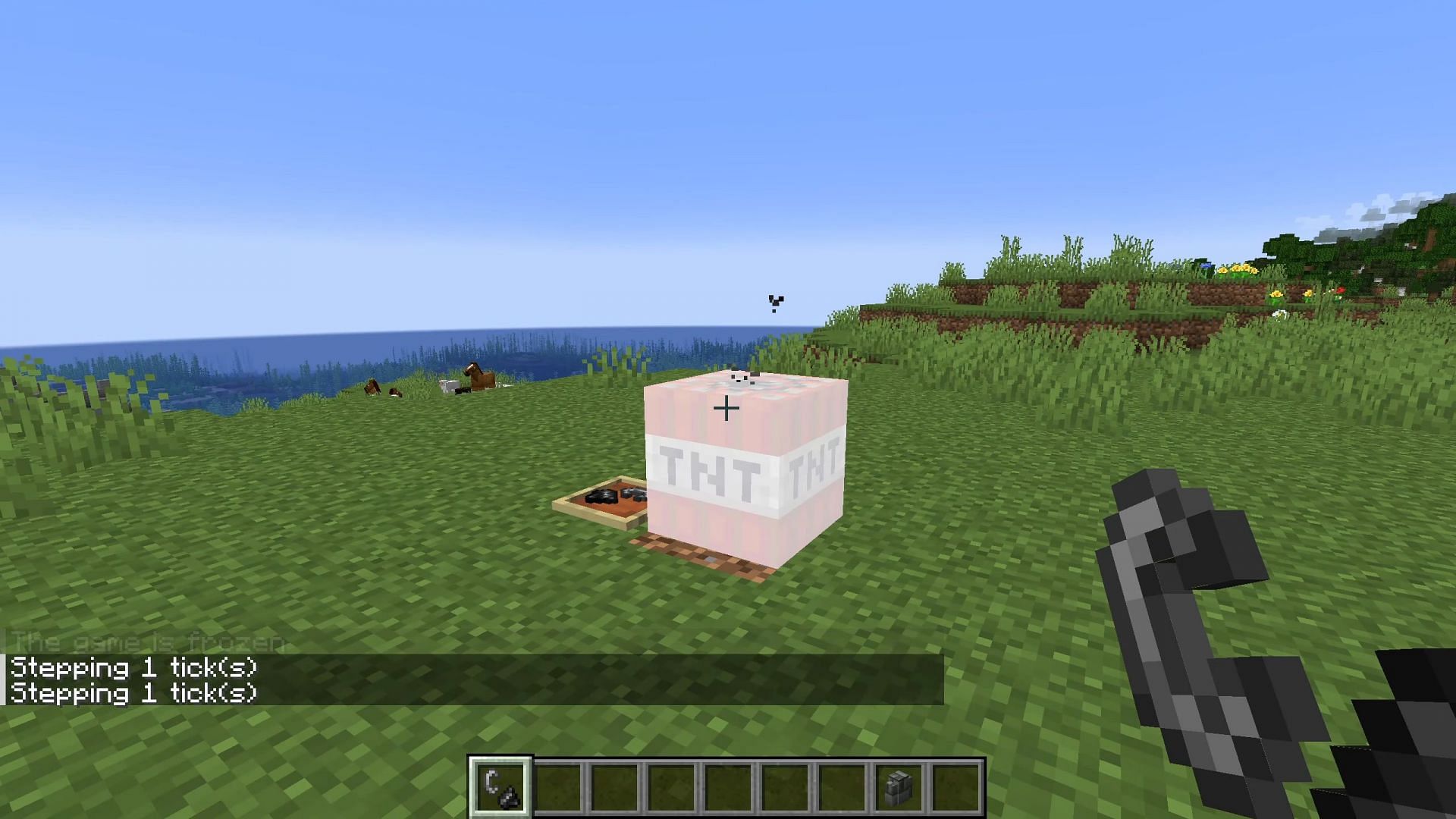 Freezing Minecraft ticks can prevent things like TNT explosions (Image via SlicedLime/YouTube)