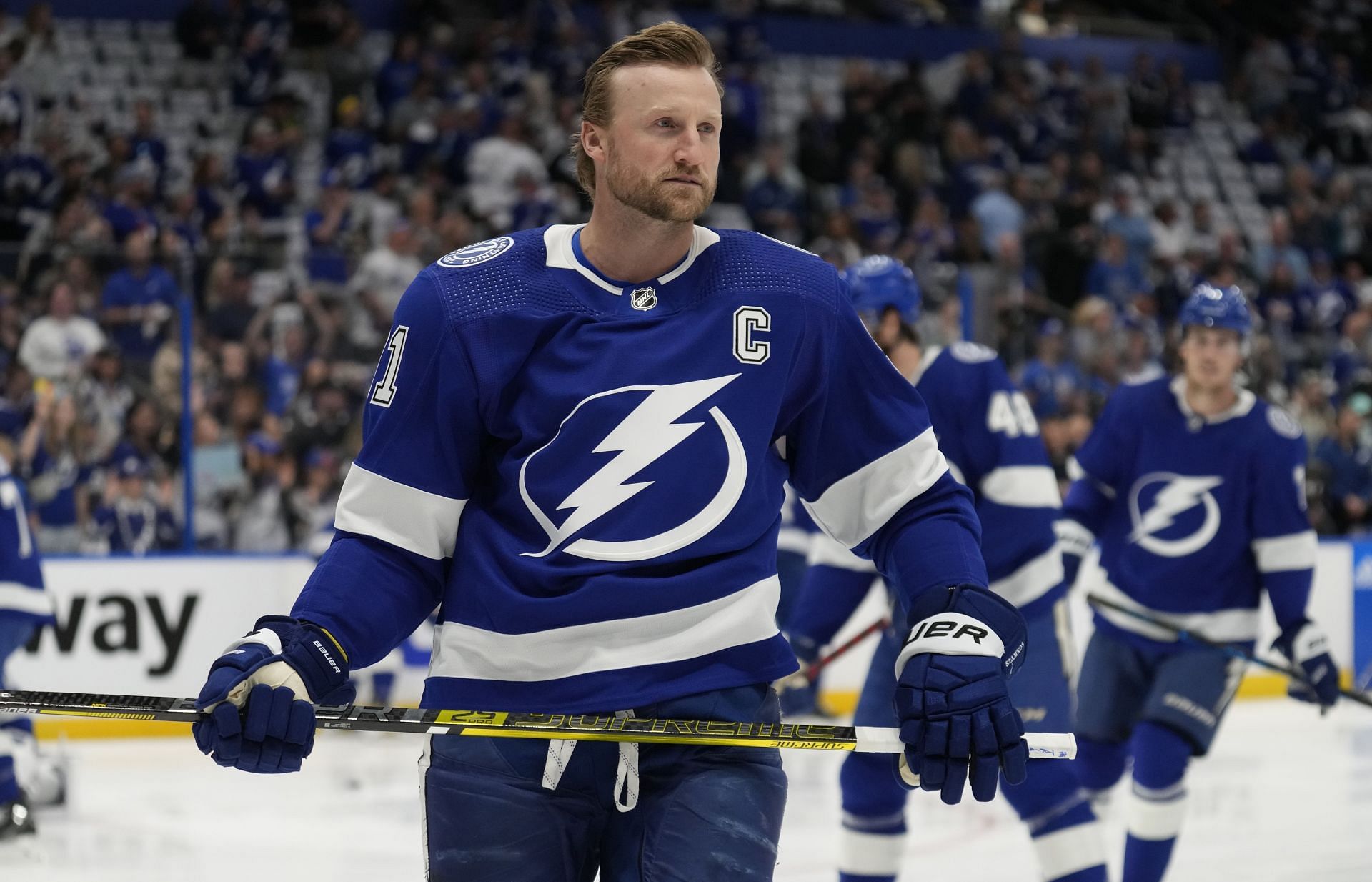 Men's adidas Steven Stamkos Blue Tampa Bay Lightning Home Captain