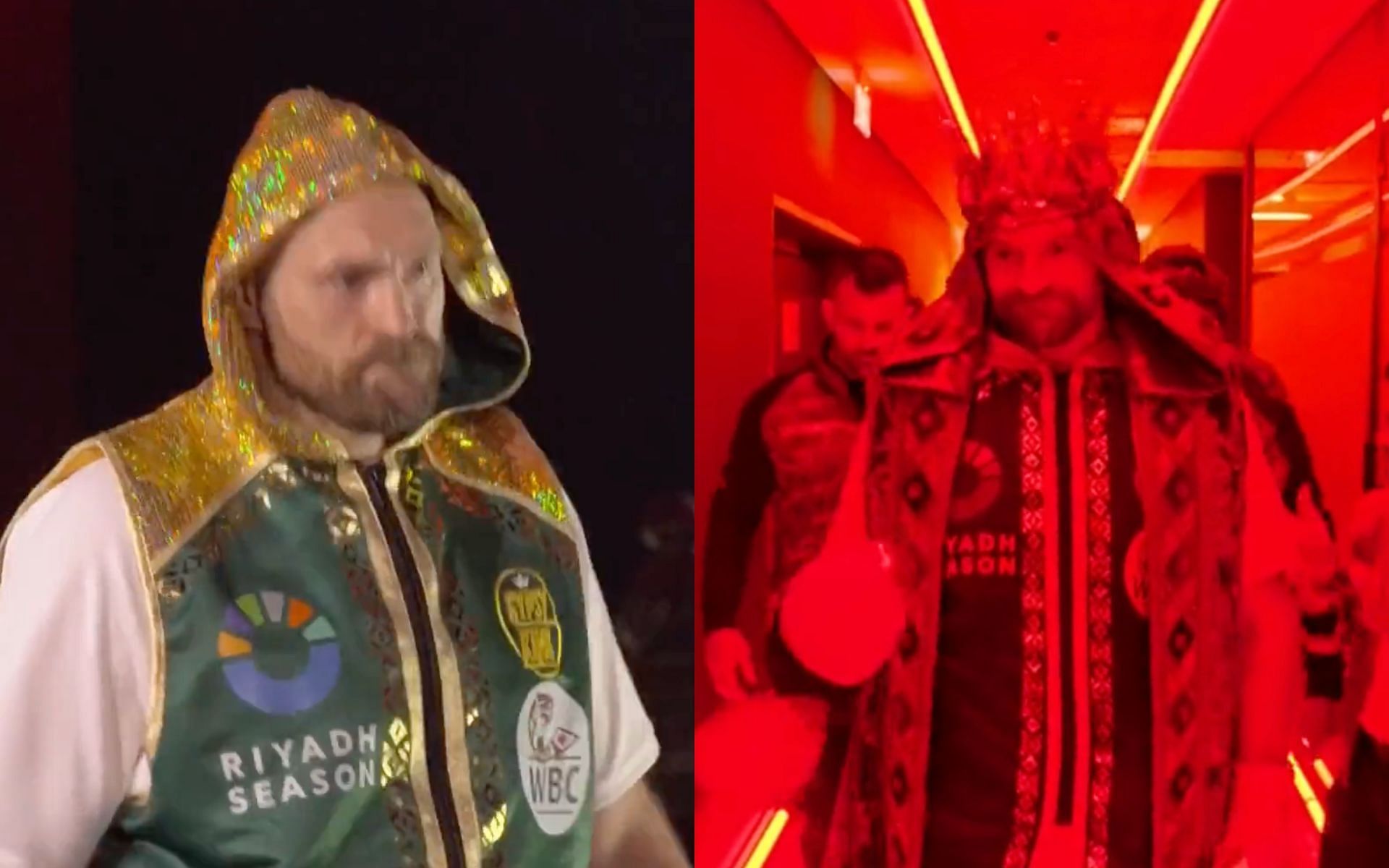 Tyson Fury walking out to face Francis Ngannou [Photo Courtesy @trboxing and @marvolopronos on Instagram]