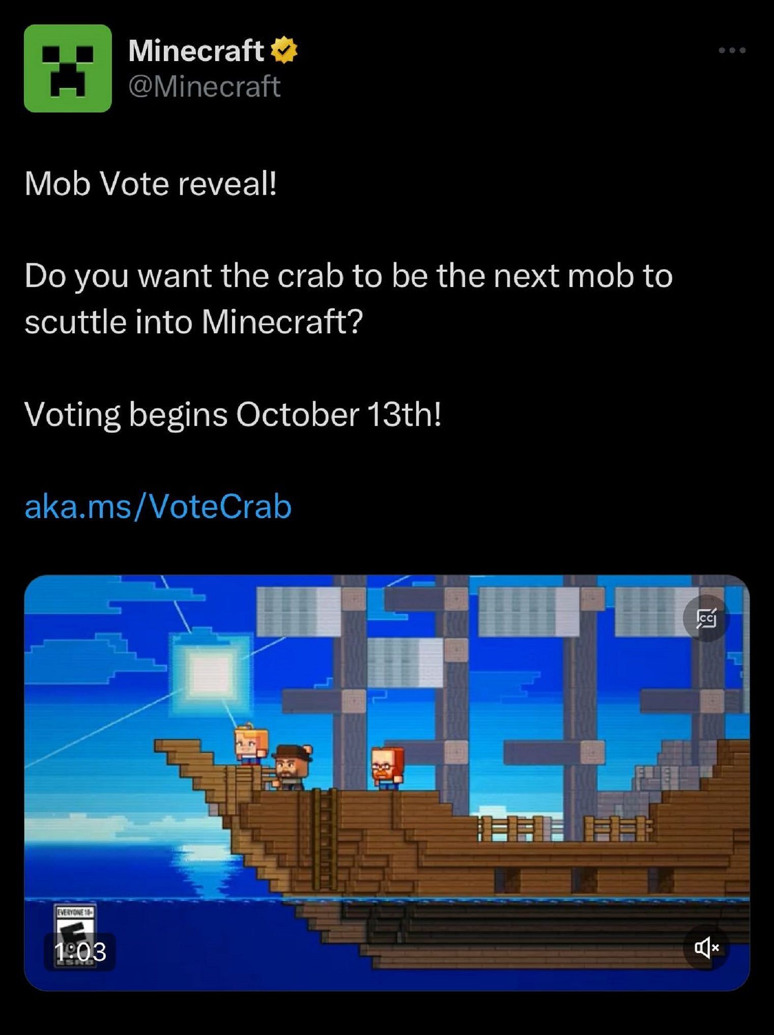 Minecraft releases the first of three mobs to be potentially added to the game (Image via X/Twitter)