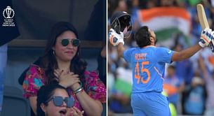 [Watch] Ritika Sajdeh celebrates as Rohit Sharma slams fastest World Cup hundred by an Indian in IND vs AFG match