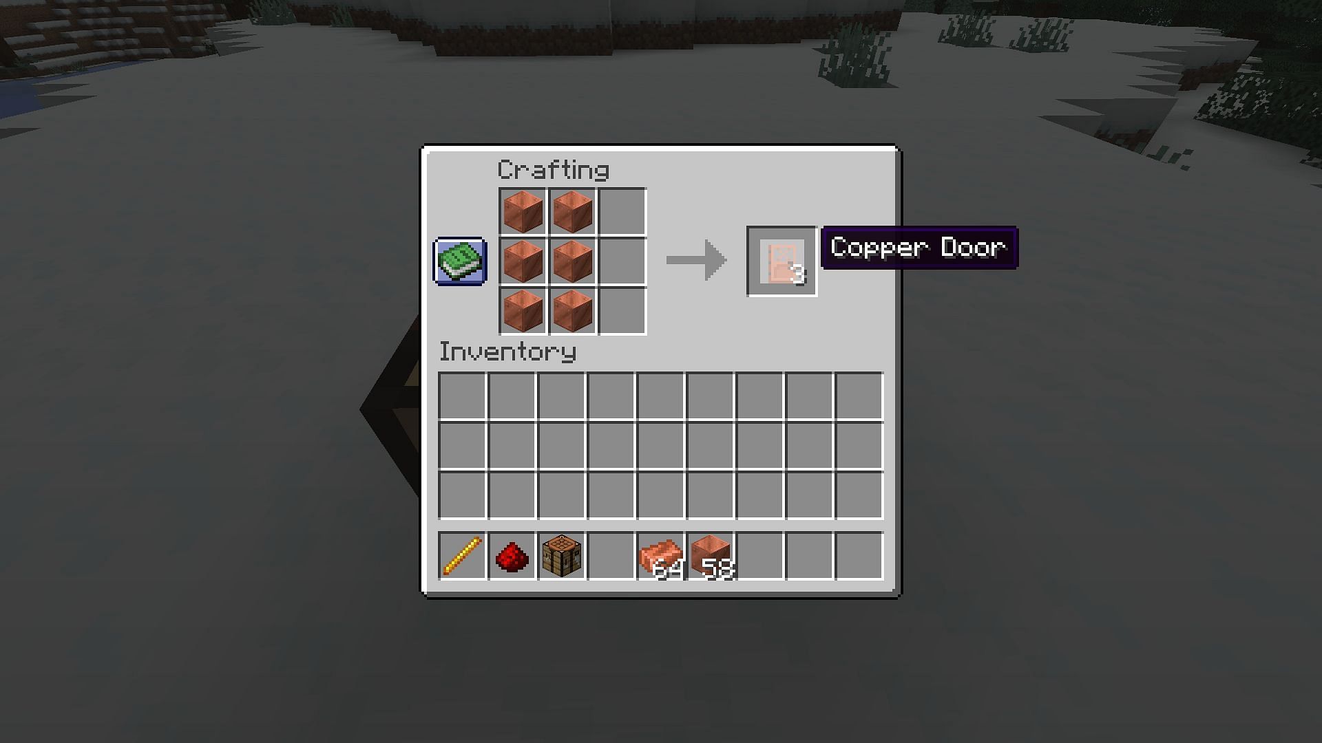 A copper door requires six blocks of copper in two vertical columns (Image via Mojang)