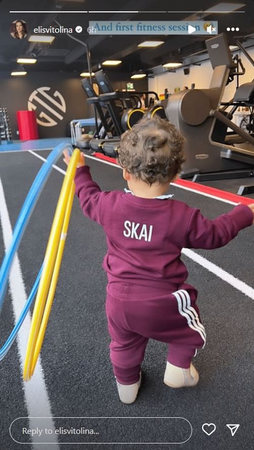 Elina Svitolina's daughter in the gym.