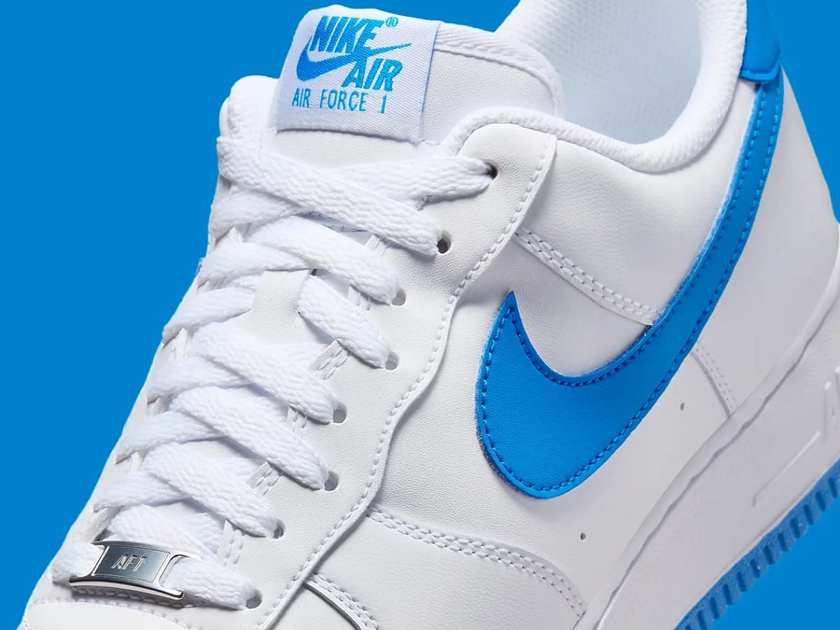 Glimpse of Nike Air Force 1 Low &ldquo;White/Photo Blue&rdquo; sneakers (Image via Sneaker News)