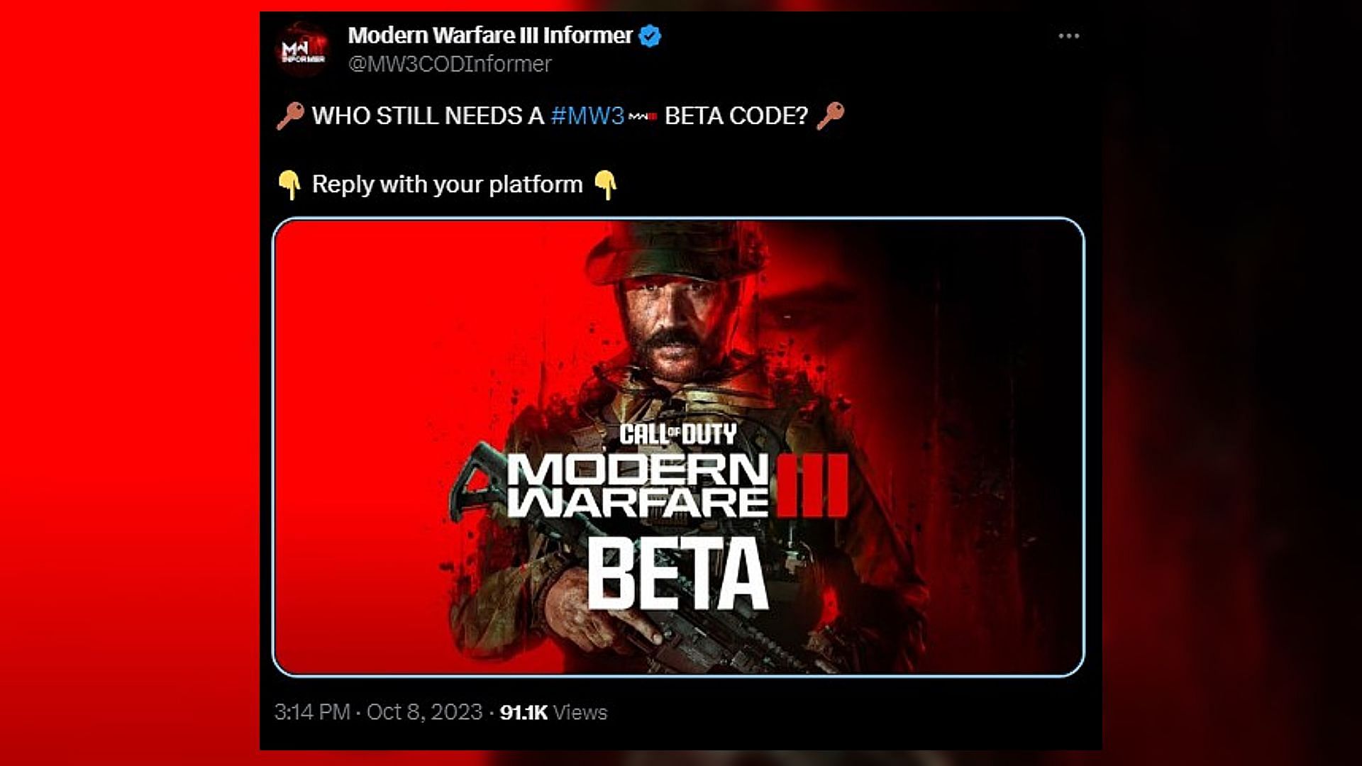 Modern Warfare 3 Beta Code Giveaway - All Platforms, Any Region