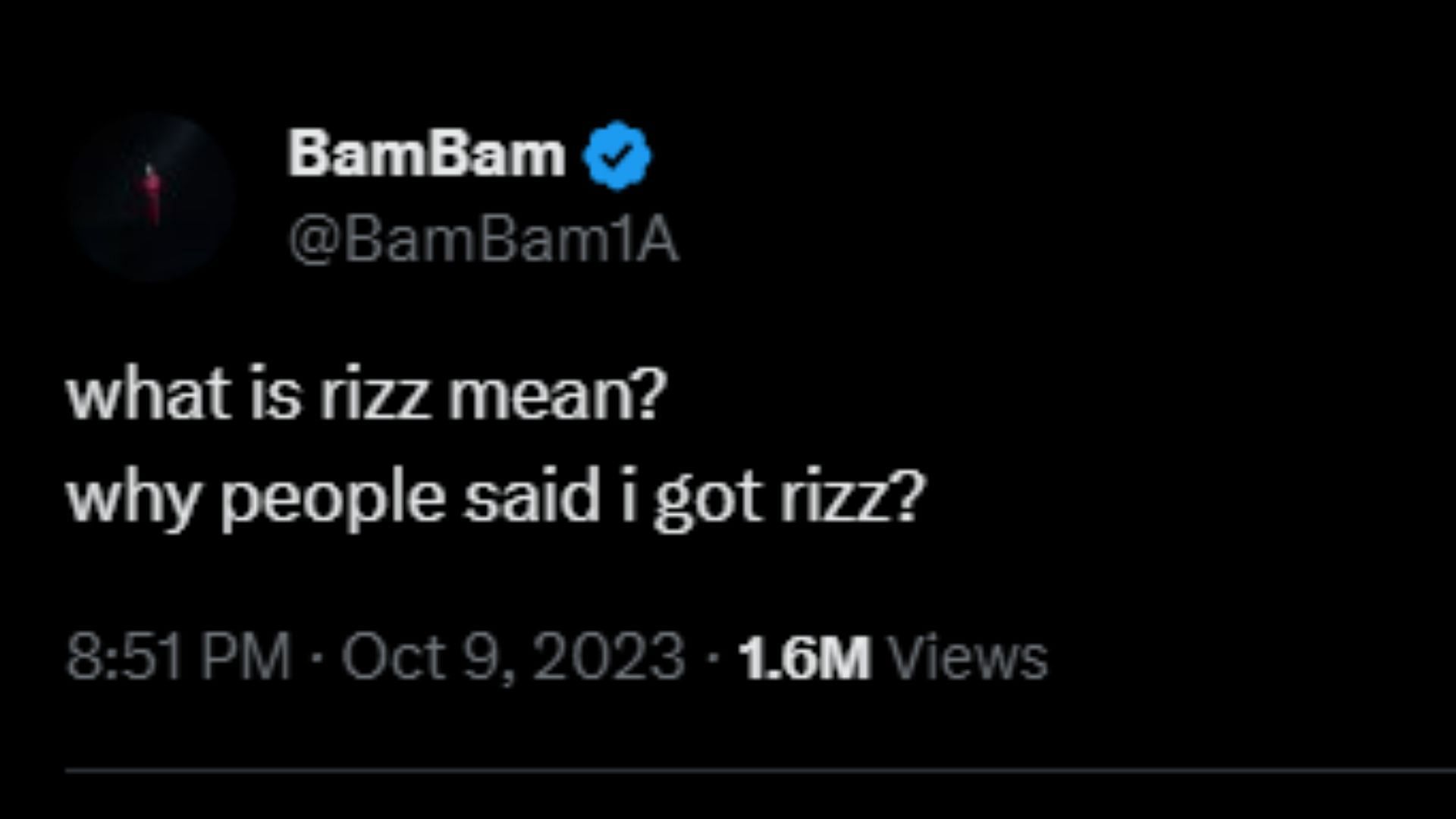 GOT7&#039;s BamBam asks on X the meaning of Rizz (Image via X/@BamBam1A)