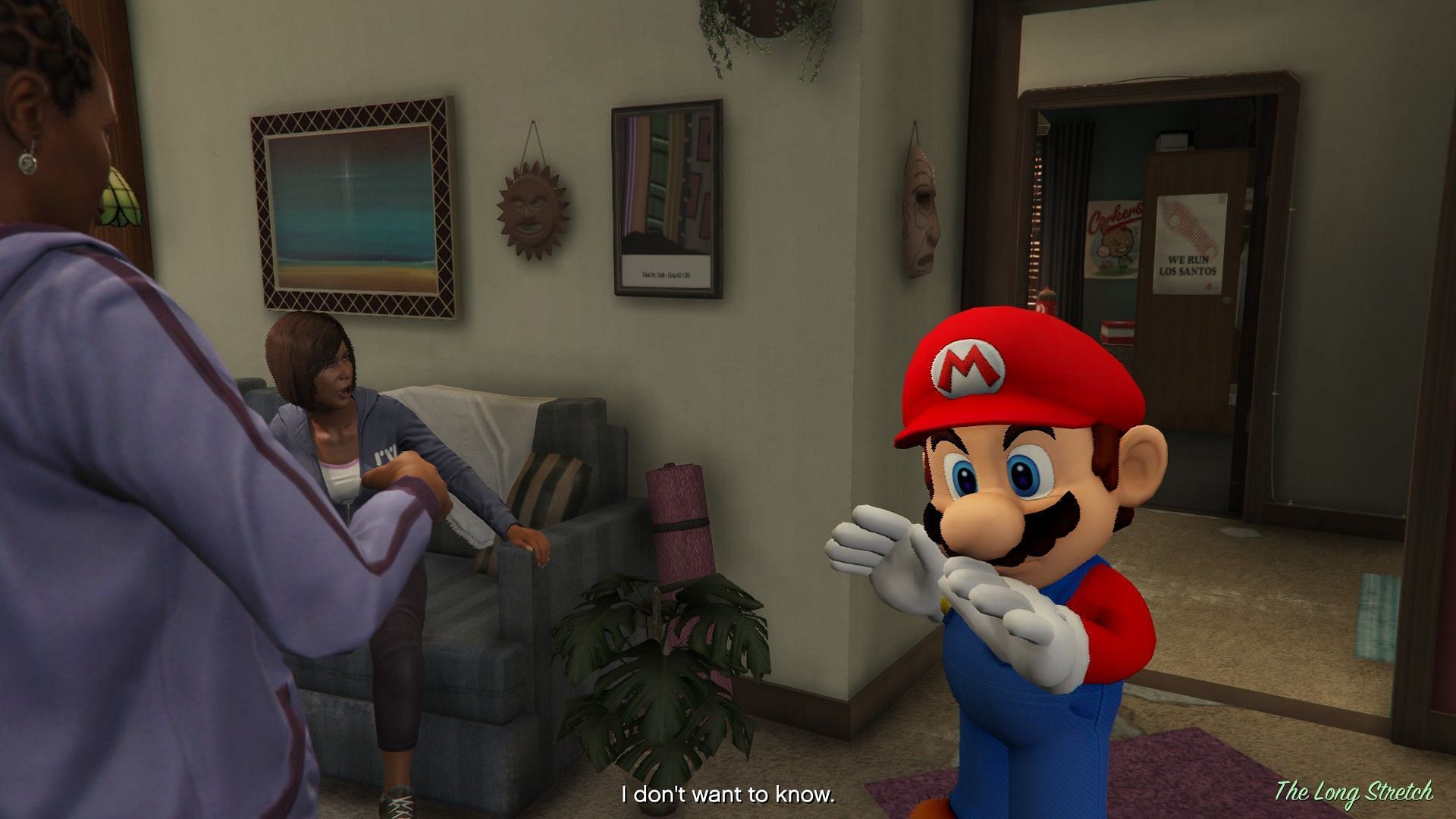 Super Mario in a GTA 5 cutscene (Image via gta5-mods.com)