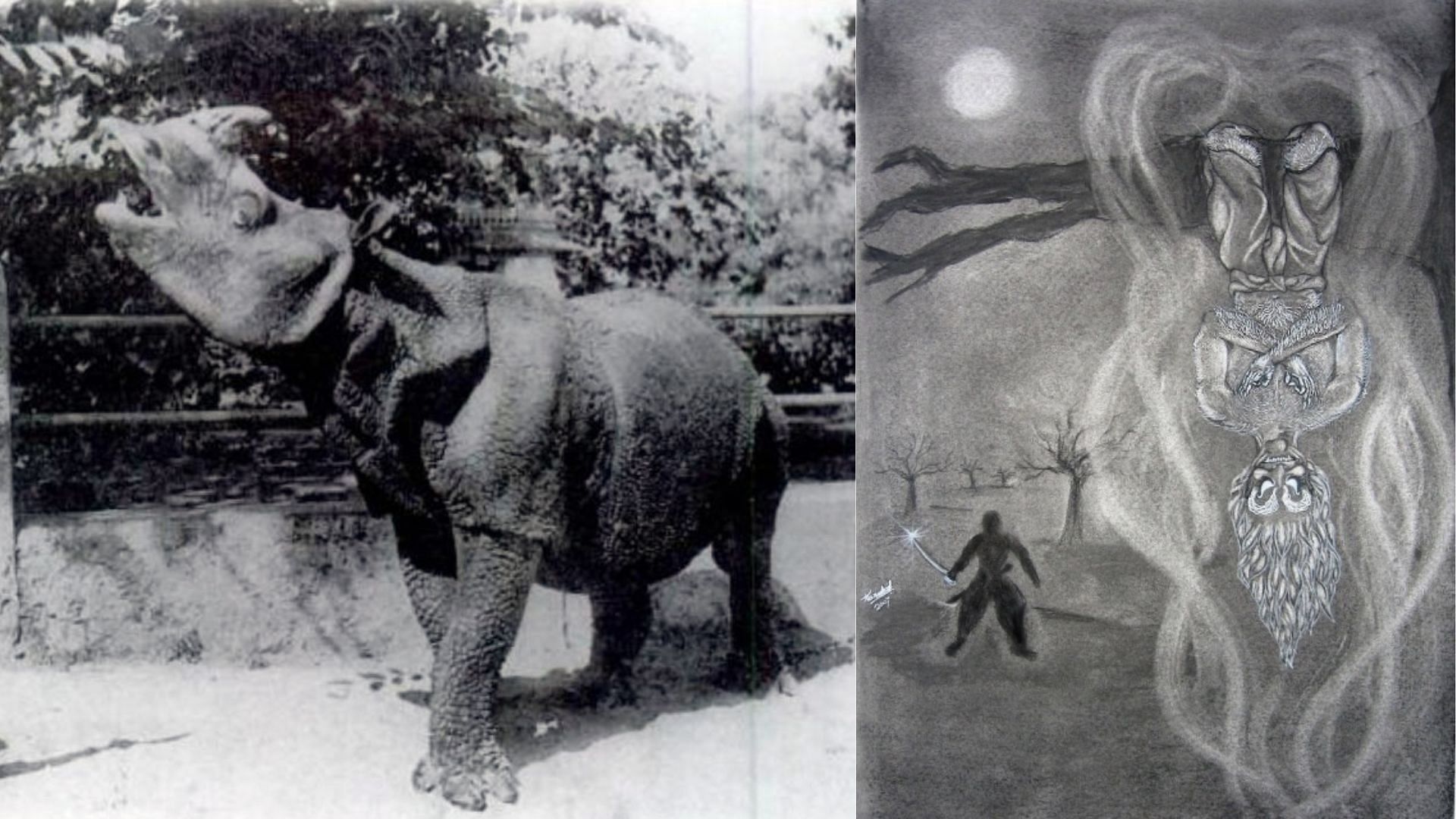 Javan rhino and Vetala from the Indian Folklore (Image via Wikipedia)