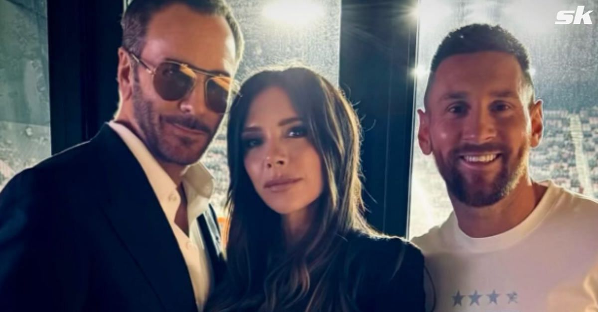 Victoria Beckham with Lionel Messi and Tom Ford 