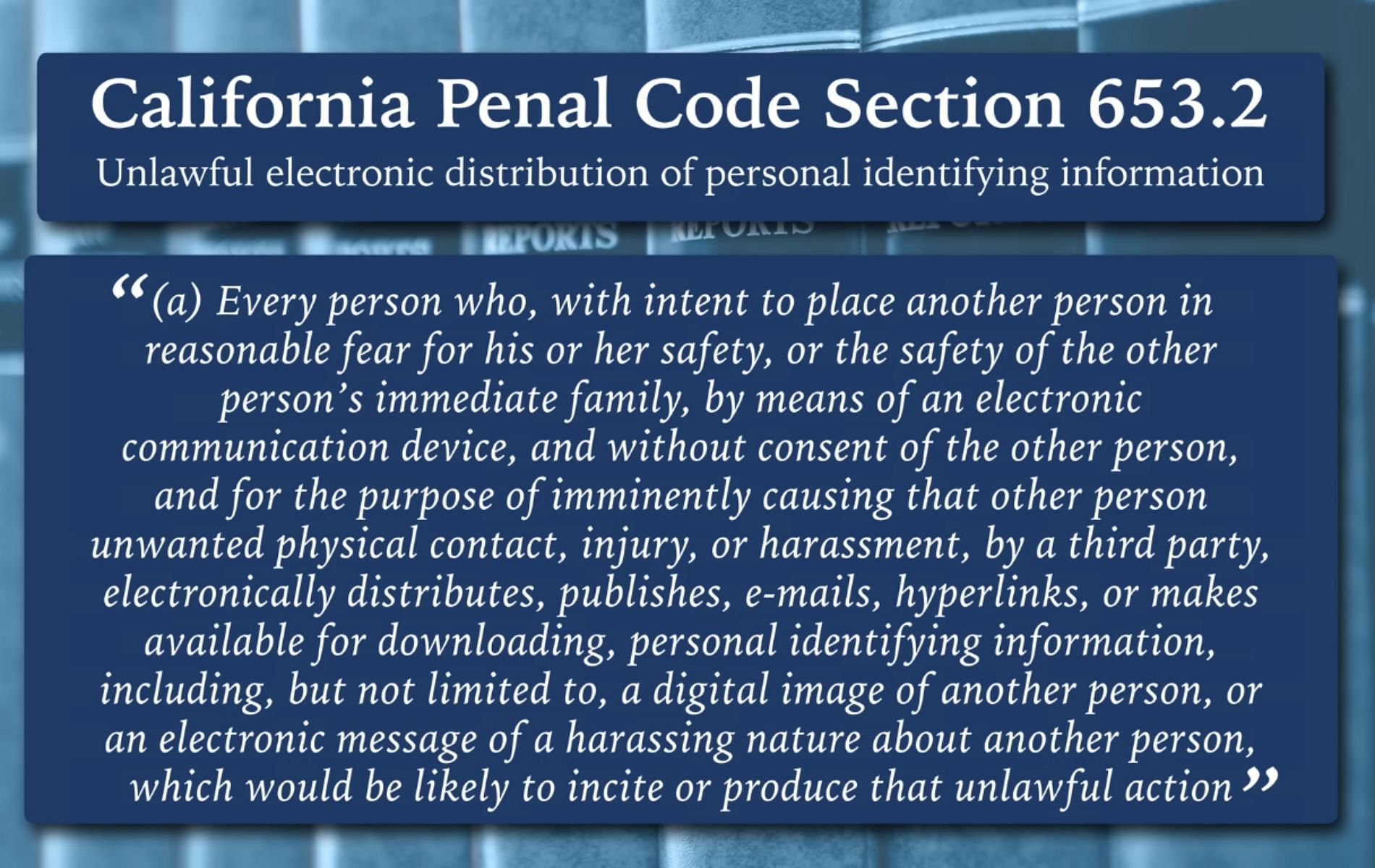 California law against doxxing (Image via YouTube)