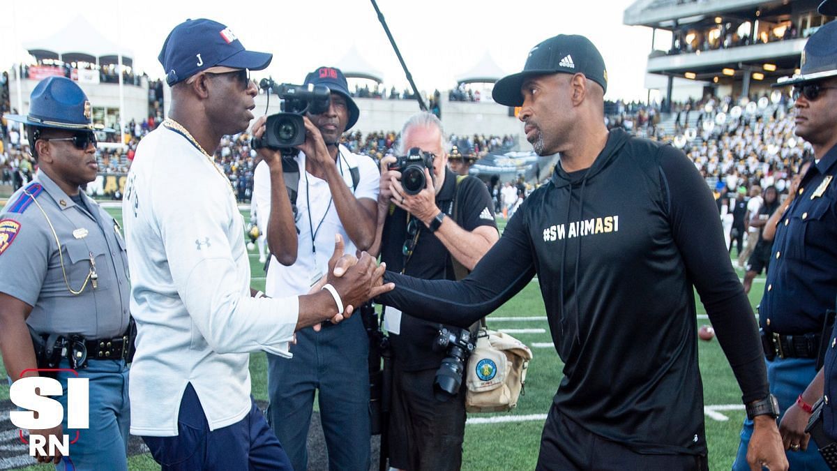 Deion Sanders and Eddie Robinson Jr.