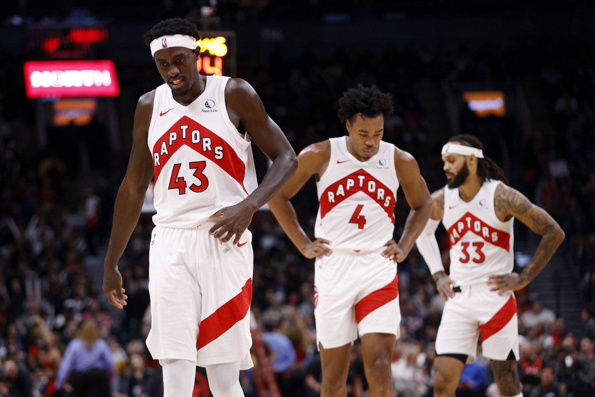 Toronto Raptors' Pascal Siakam, Scottie Barnes and Gary Trent Jr.