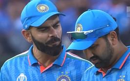 [Watch] Rohit Sharma and Virat Kohli have an animated chat on the field during IND vs NZ 2023 World Cup clash