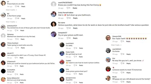 Image Credit: Jackson Mahomes' TikTok posts' comment section