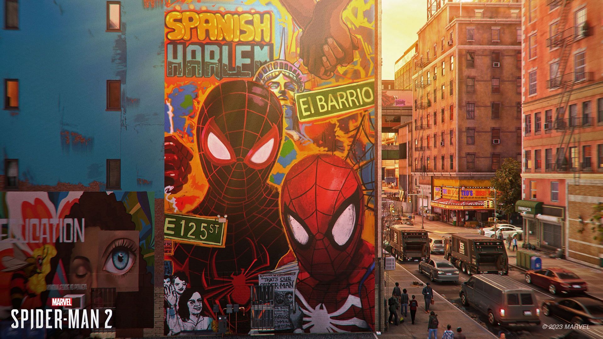 The city of Spider-Men (Image via Marvel&#039;s Spider-Man 2)