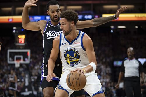 Klay Thompson of the Golden State Warriors against the Sacramento Kings