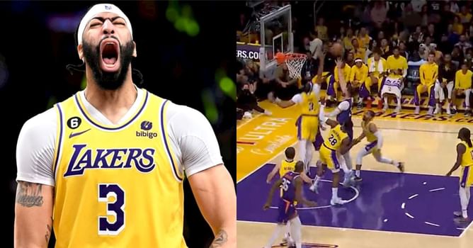 Watch: Anthony Davis sends Jusuf Nurkic's shot to the bench with Lakers on the comeback trail