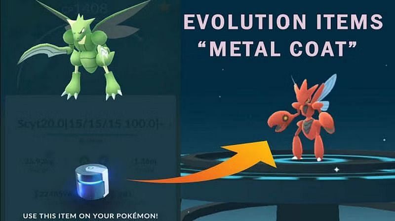 Pokémon Go Metal Coat - evolve Scyther into Scizor, Onix into