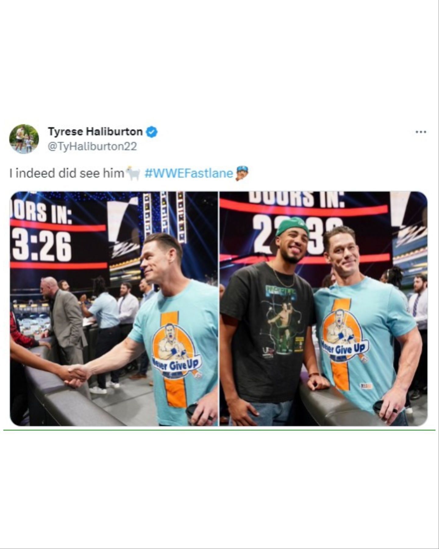 Haliburton meets Cena on WWE Fastlane