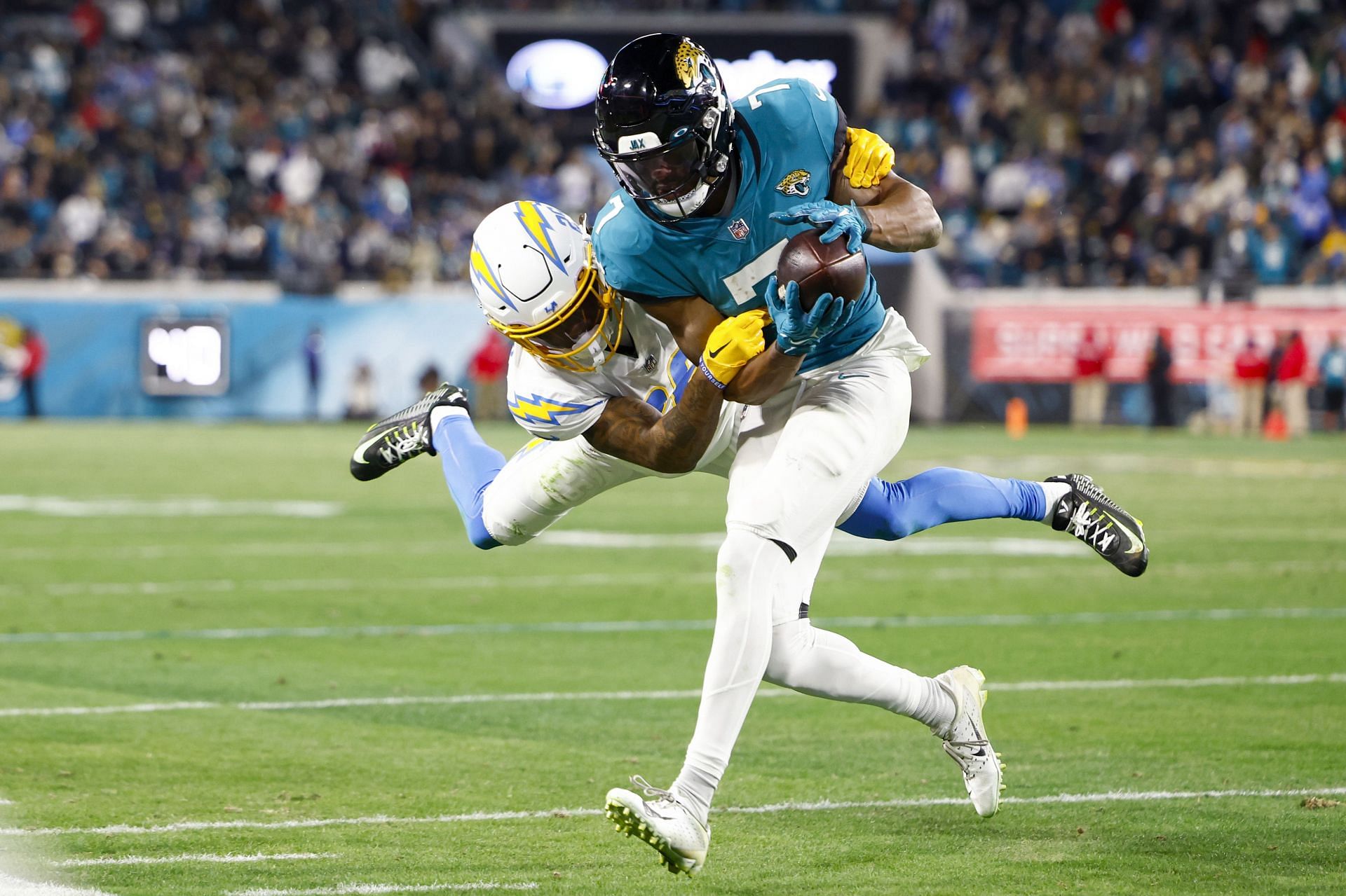 Zay Jones during AFC Wild Card Playoffs - Los Angeles Chargers v Jacksonville Jaguars