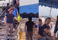 [Watch] Former Indian captain MS Dhoni takes a jetty for shooting
