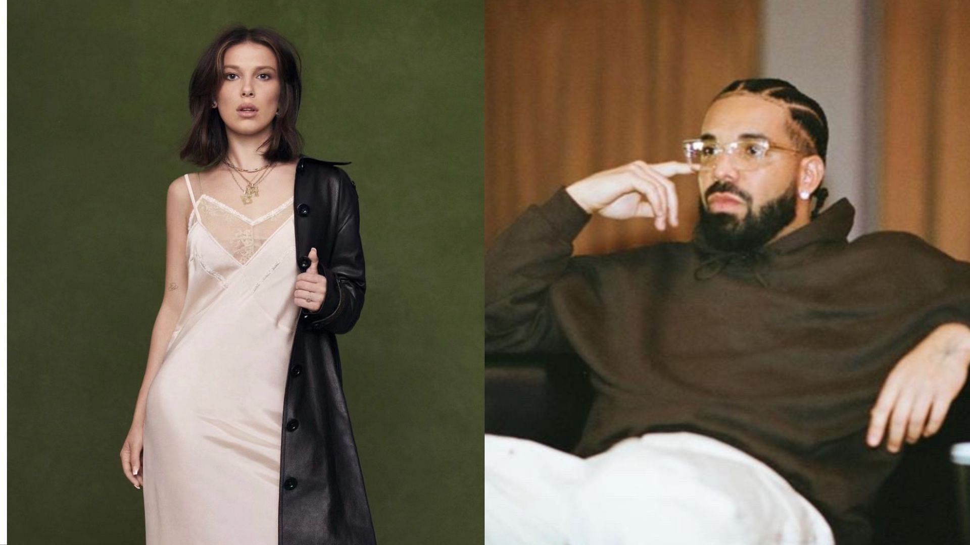 Drake adresses Milly Bobby Brown friendship controversy in his new album. (Images via Instagram/@milliebobbybrown &amp; @champagnepapi