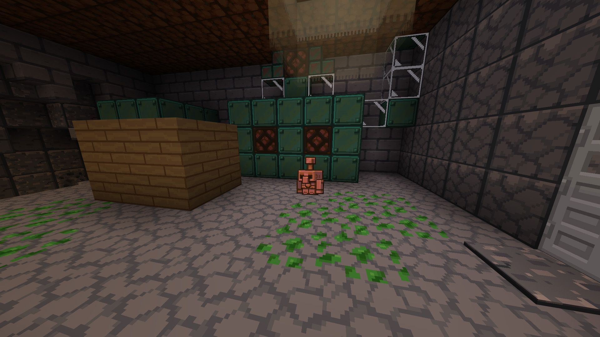 Locate The Copper Golem in the Bedrock Server (Image via Mojang)