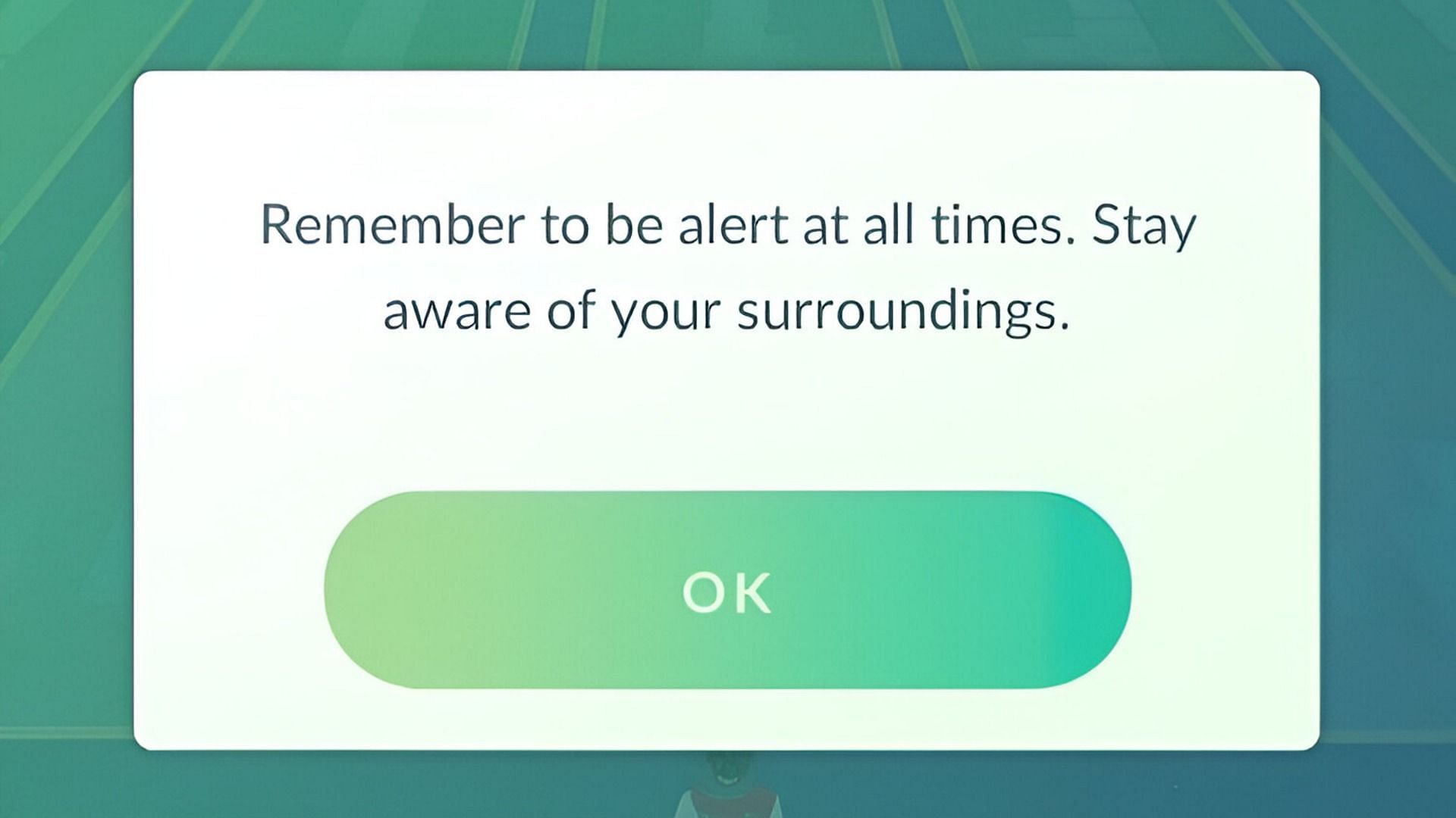 The game displays warnings in-game to remind players not to be distracted (Image via Niantic)
