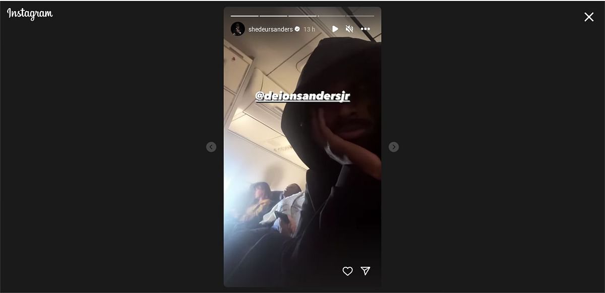 Shedeur Sanders shares a priceless snap of his brother Deion Sanders Jr. dozing off on a plane