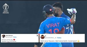 “Picture of the day” – Fans erupt as Virat Kohli and Naveen-ul-Haq hug each other to end their IPL controversy during IND vs AFG 2023 World Cup match