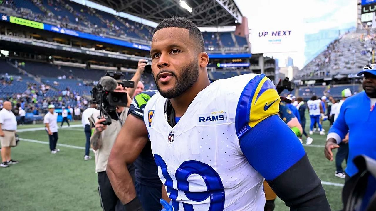 Aaron Donald on the ground in a match (Image via Los Angeles Rams)