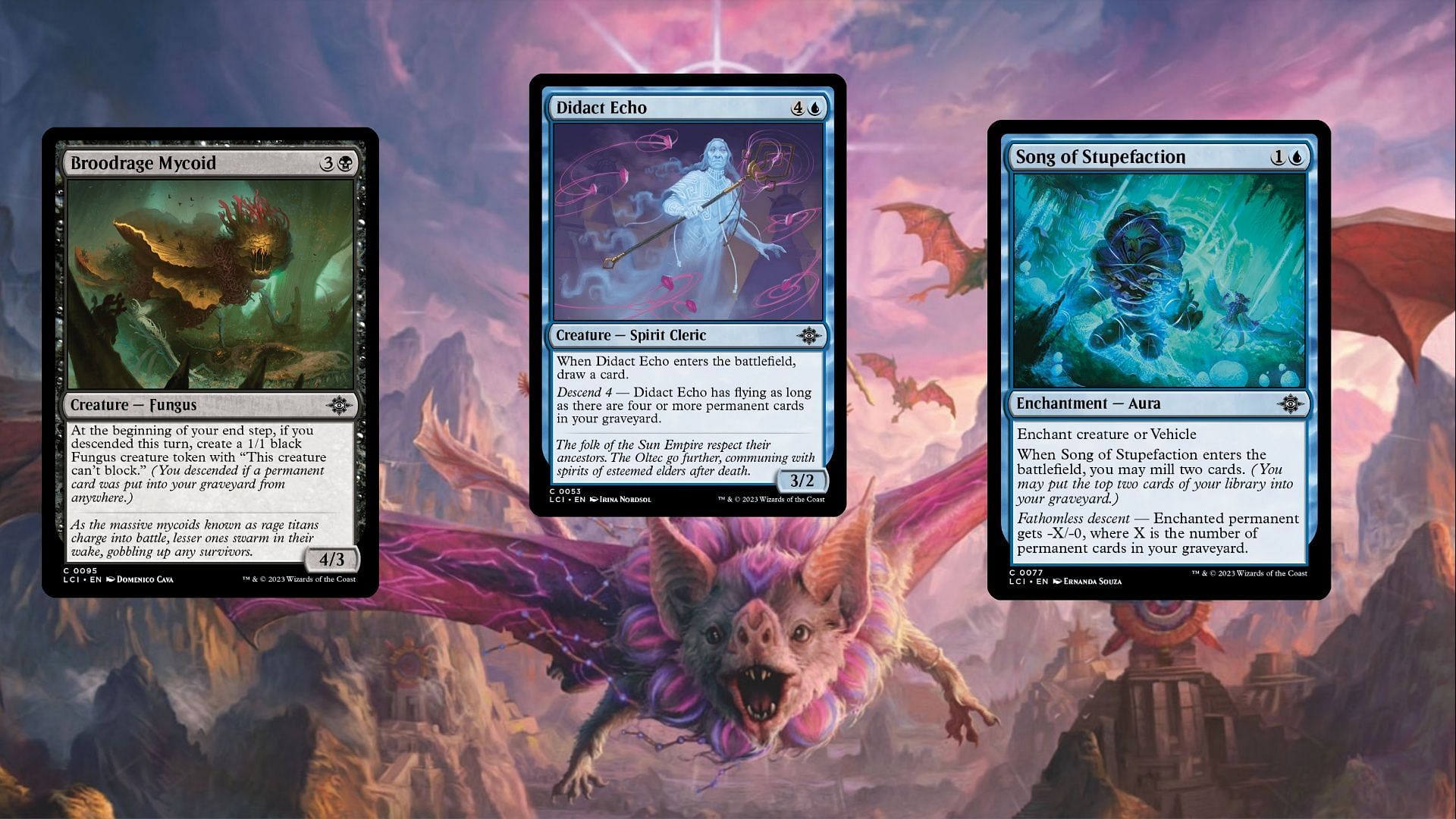 Broodrage Mycoid, Didact Echo, and Song of Stupefaction in MTG (Image via Wizards of the Coast)