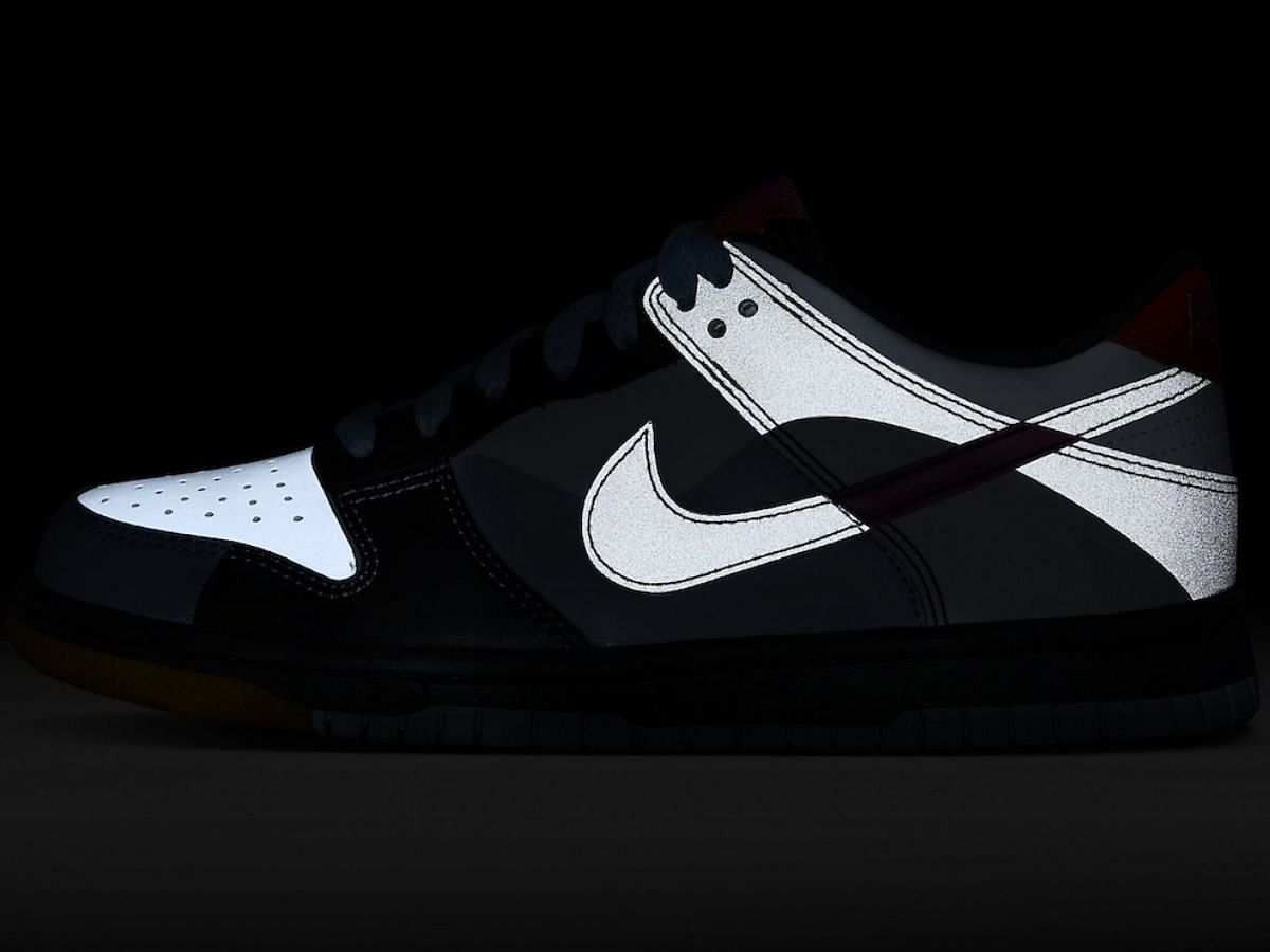 The Kids Dunk Low &ldquo;Dance&rdquo; sneakers in the dark (Image via Nike)