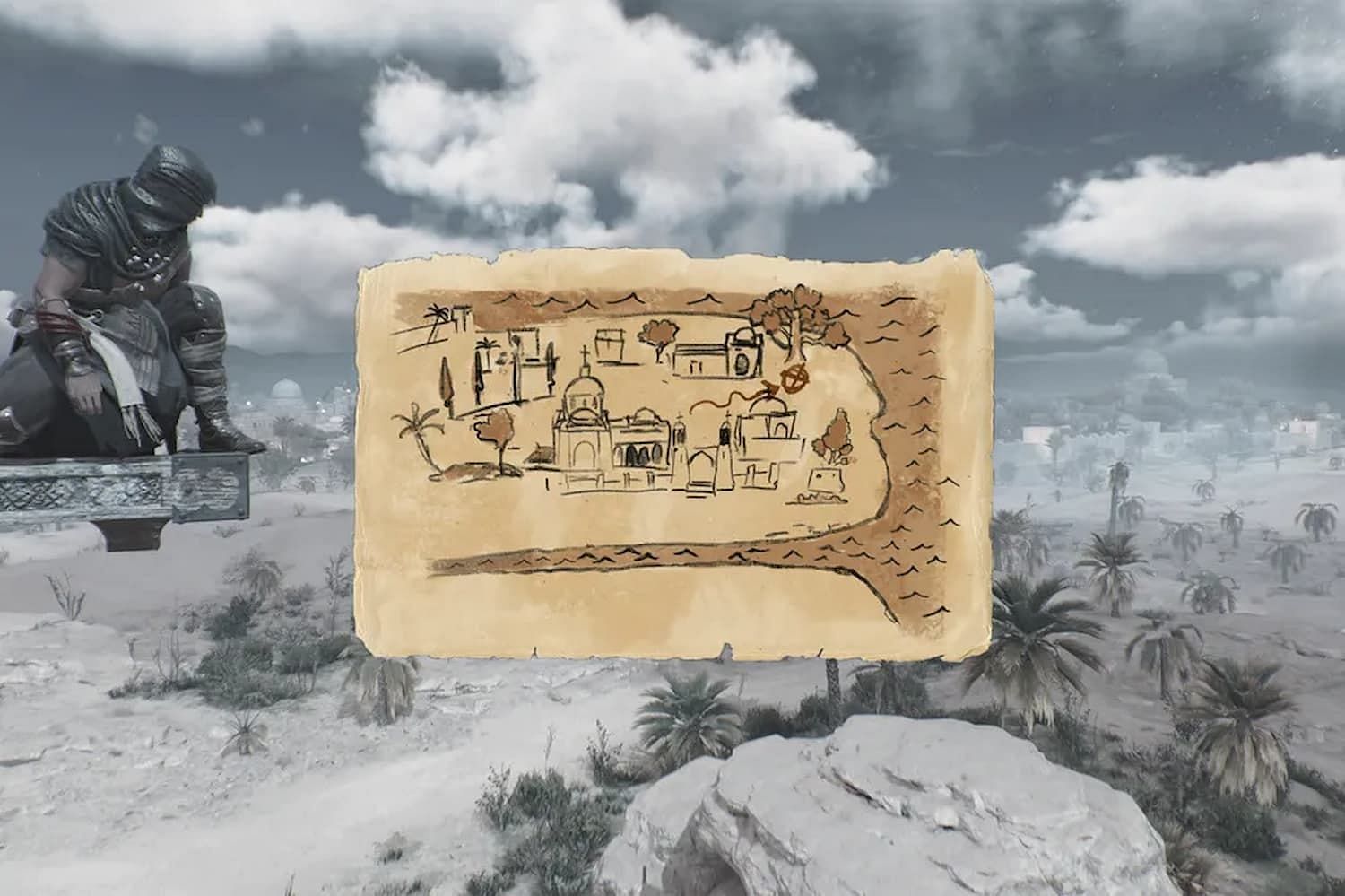 The clue is a drawing of a religious building (Image via Ubisoft)