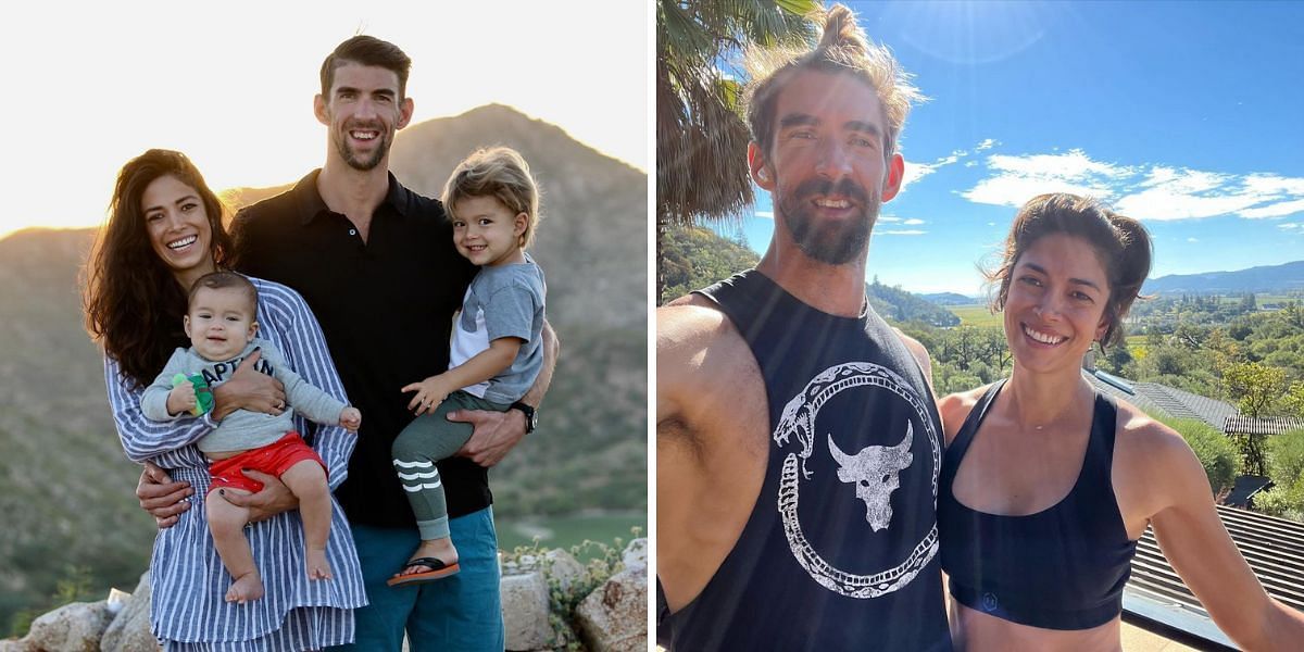 Michael Phelps with his wife Nicole Phelps and kids