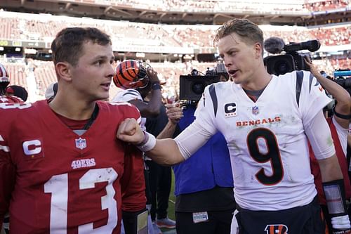 Brock Purdy (left) at Cincinnati Bengals v San Francisco 49ers