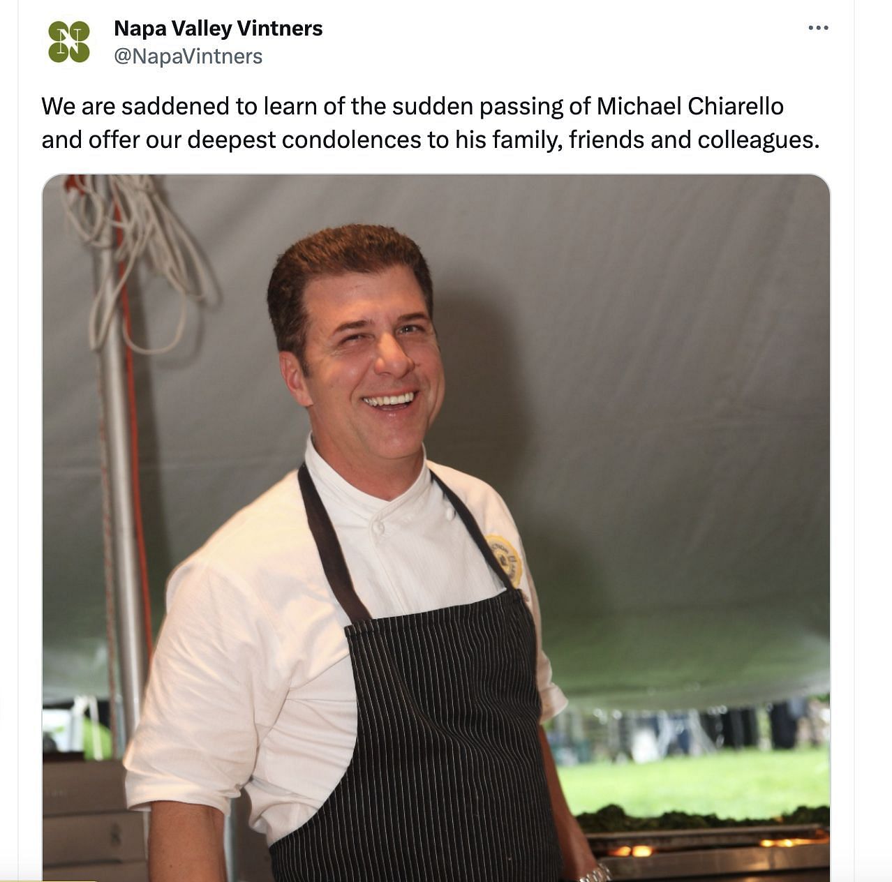 Social media users mourn the loss of celebrity chef Chiarello as he dies at the aged of 61. (Image via @NapaVintners/ Twitter)