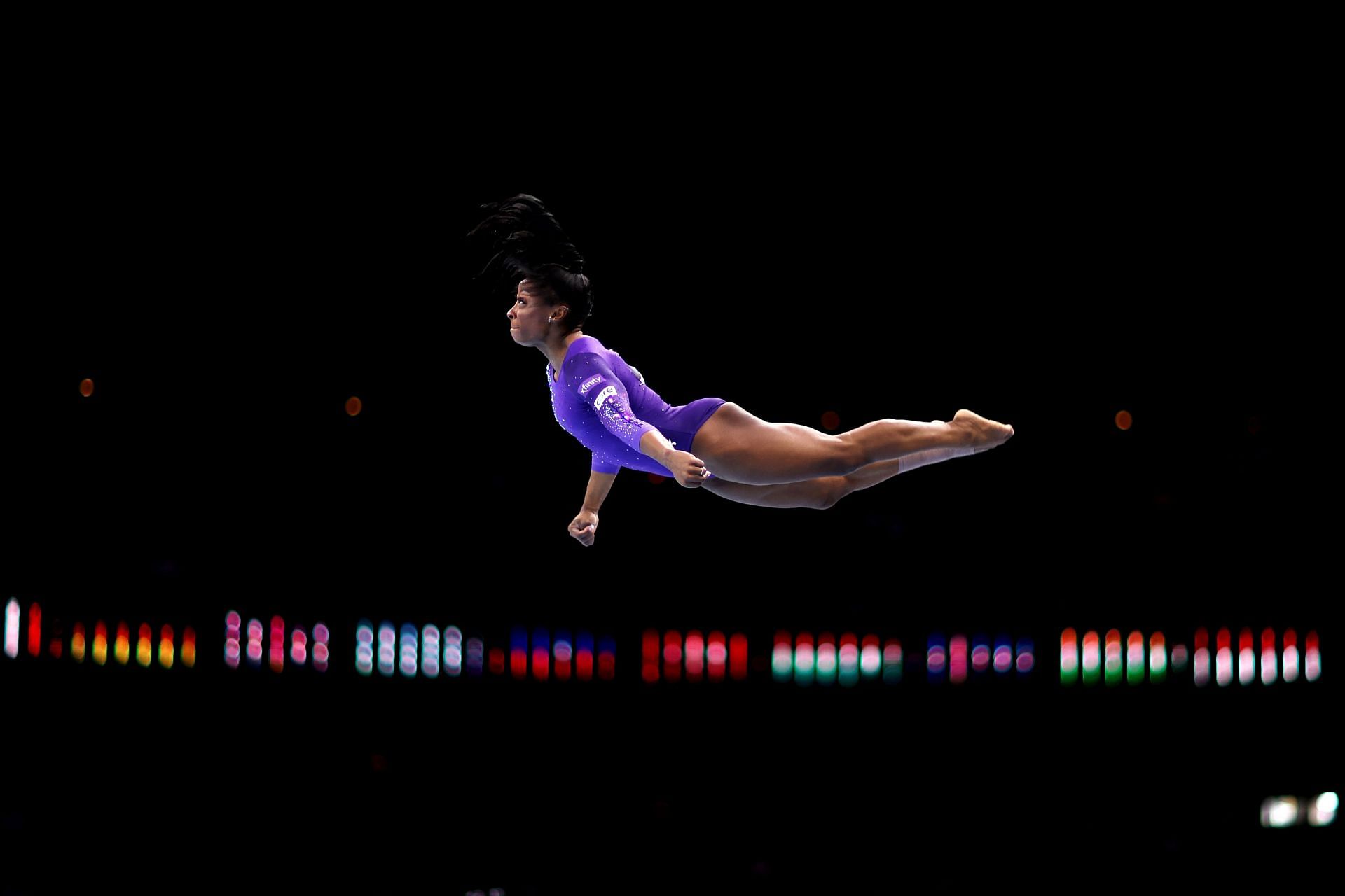 Simone Biles of Team United States competes on Floor Exercise during the Women's Apparatus Finals at the 2023 World Artistic Gymnastics Championships at Antwerp Sportpaleis in Antwerp, Belgium.