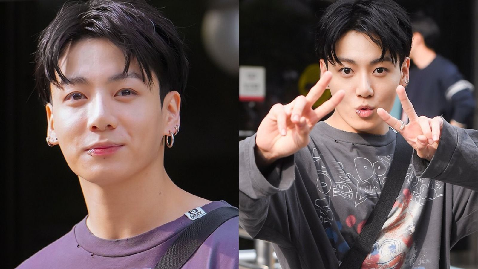 BTS&rsquo; Jungkook showcases enthusiasm while leaving KBS Music Bank after pre-recording (images via Twitter/7btsupdates and bang_tan_ot7)