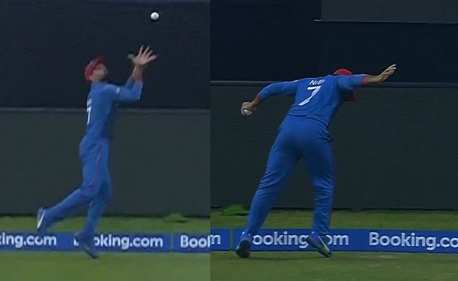 [Watch] Mohammad Nabi takes a magnificent running catch near boundary ropes to dismiss Angelo Mathews in AFG vs SL 2023 World Cup clash