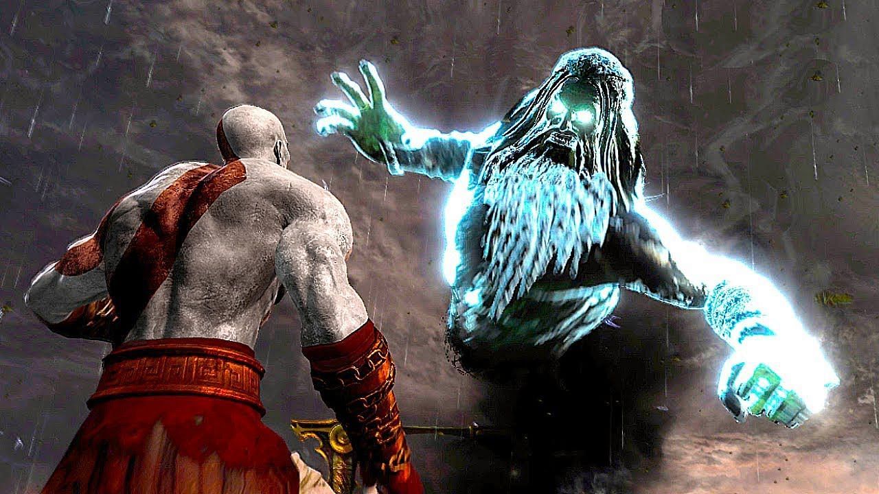 Zeus fighting Kratos (Image via Santa Monica Studios)