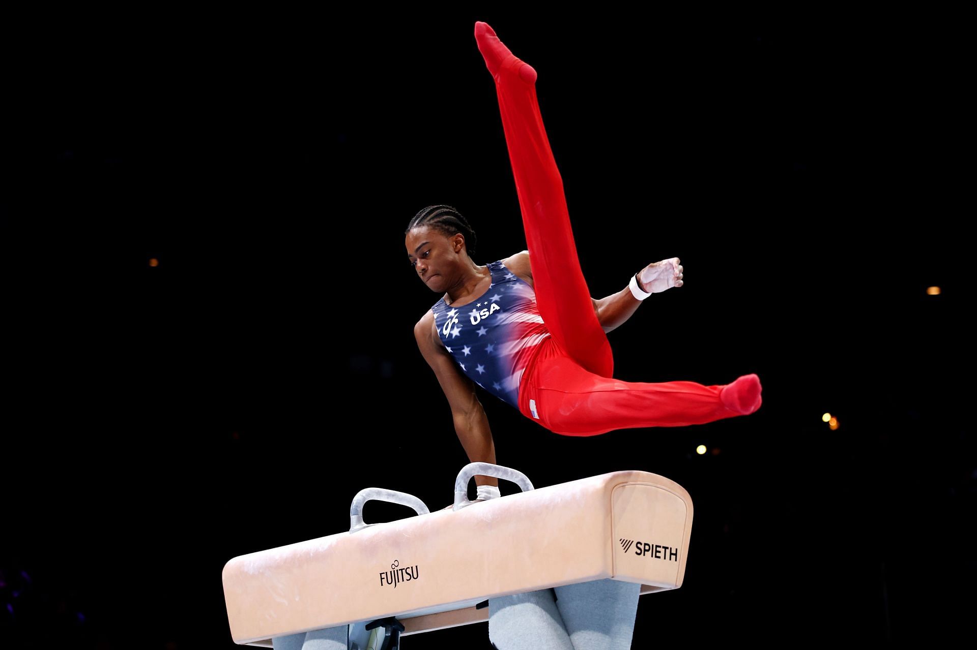 Khoi Young competes during the Men&#039;s Pommel Horse Final at the 2023 World Artistic Gymnastics Championships in Antwerp, Belgium