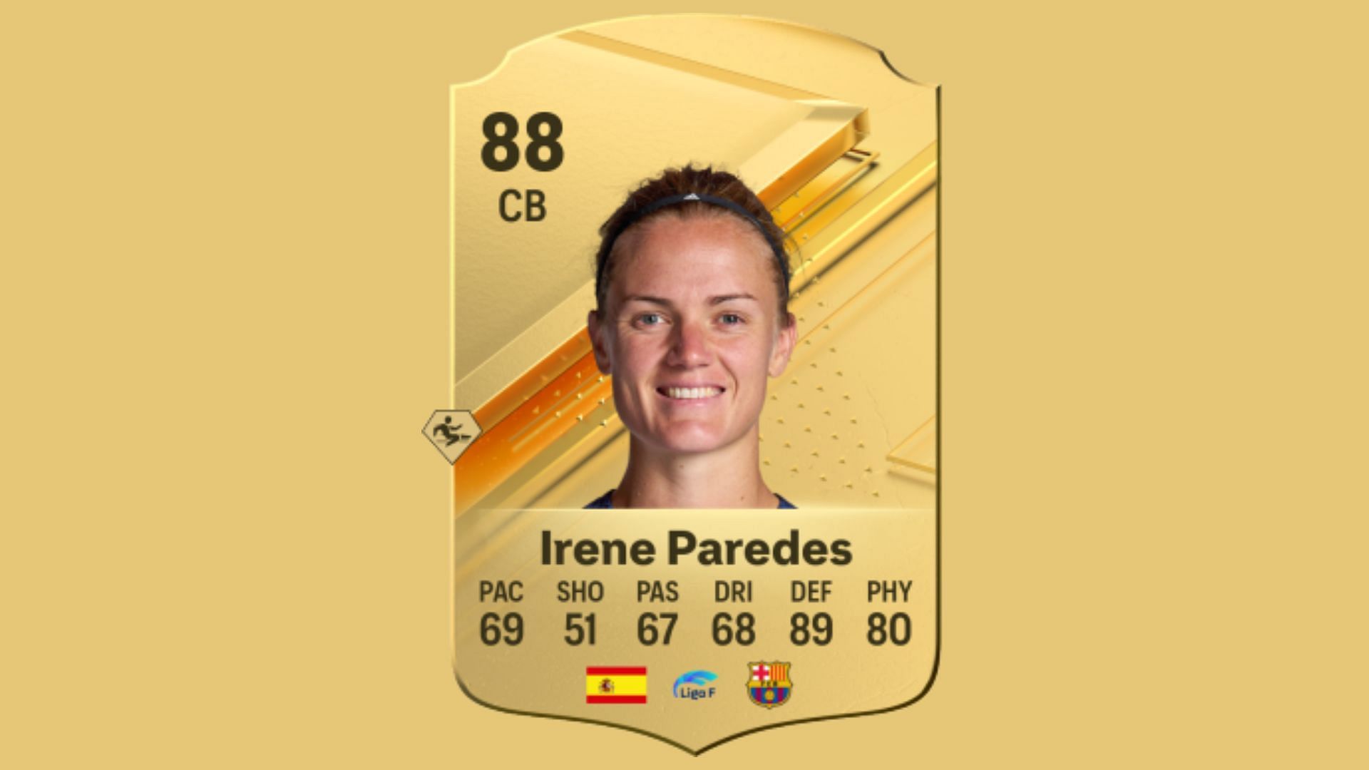 Irene Paredes&#039; Ultimate Team card (image via EA Sports)