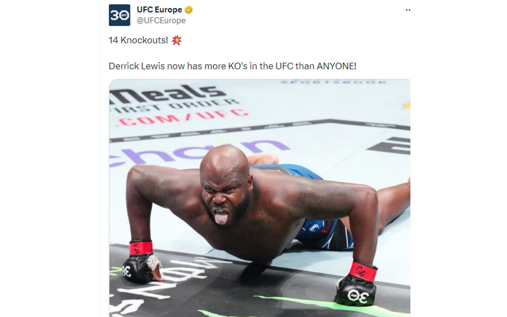 UFC Europe tweet regarding the UFC knockouts record