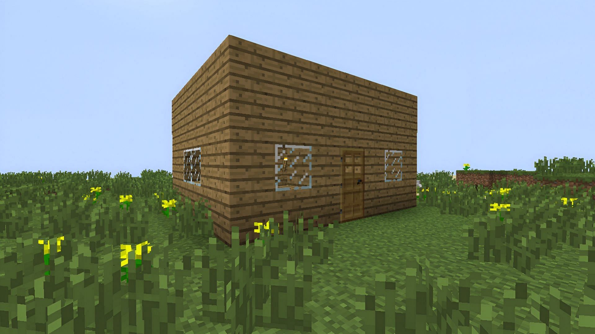 New Minecraft players don&#039;t need to worry about a fancy shelter as long as it works (Image via Mojang)