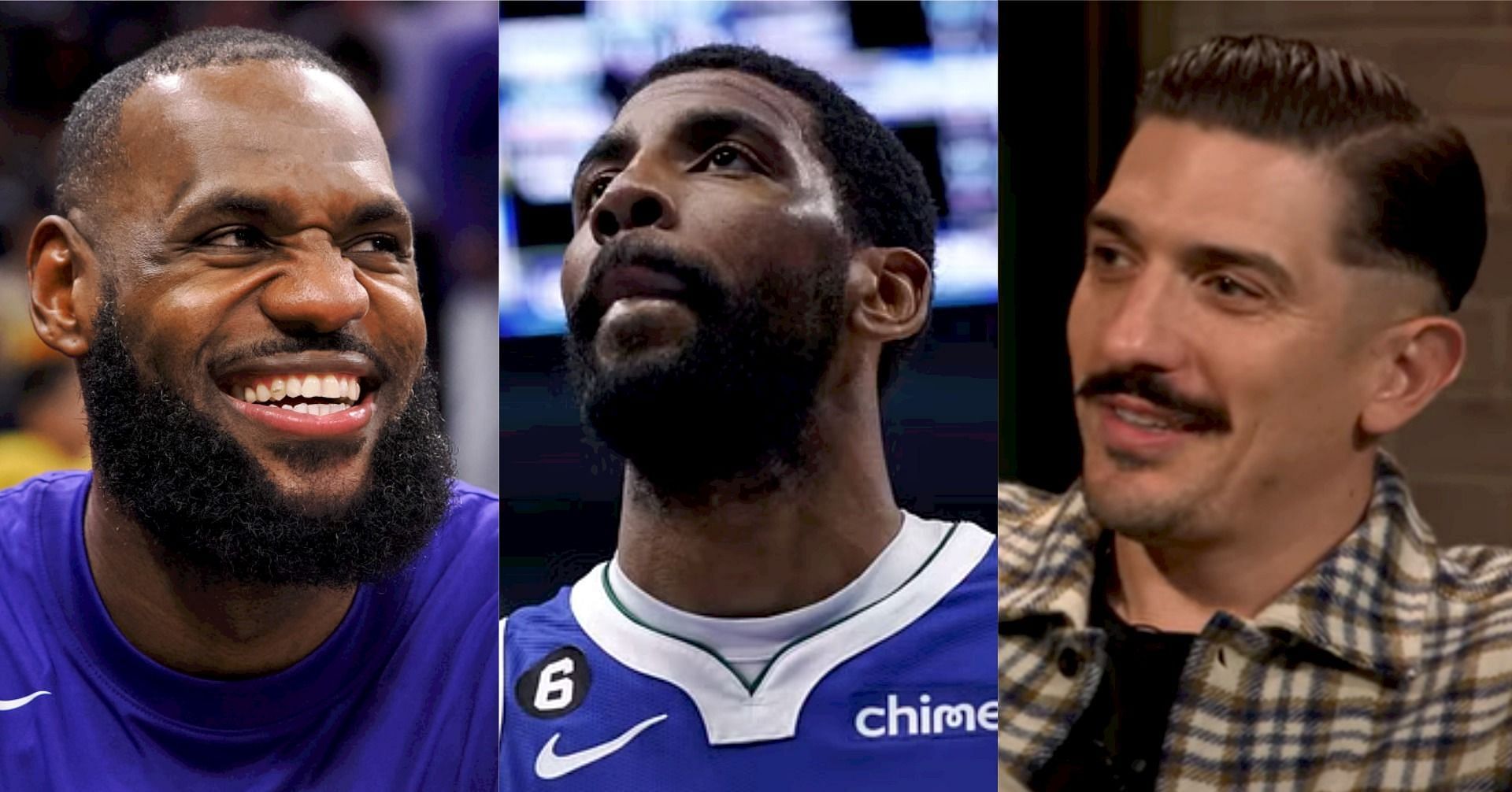 NBA stars LeBron James and Kyrie Irving and comedian Andrew Schulz