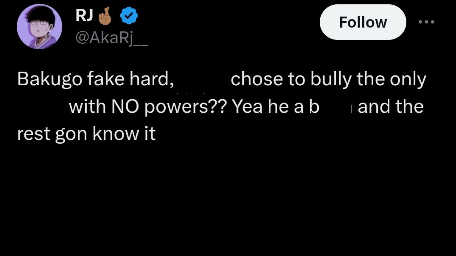 X user points out that Bakugo from My Hero Academia is a bully (Image via X/AkaRj__)