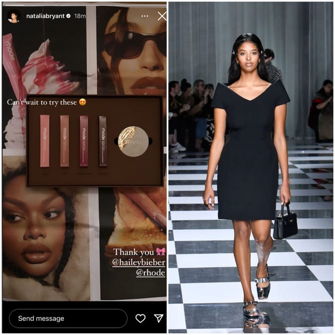 "Can't wait to try these" - Natalia Bryant expresses delight as Hailey Bieber gifts her makeup from Rhode brand