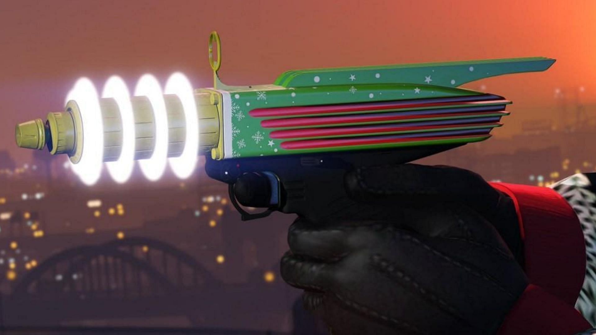 The Up-n-Atomizer has an interesting design that sticks out compared to most realistic guns (Image via Rockstar Games)